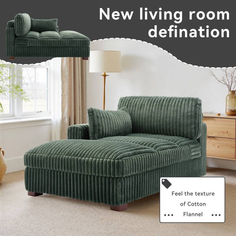 UIXE Upholstered Plush Chaise Lounge Chair For Interior