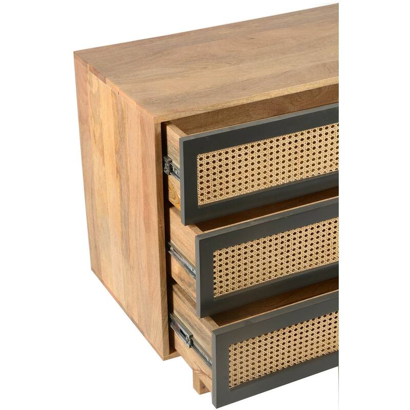 Aurelle Home Ashlyn Mid-Century Natural Mango Wood 3-Drawer Chest