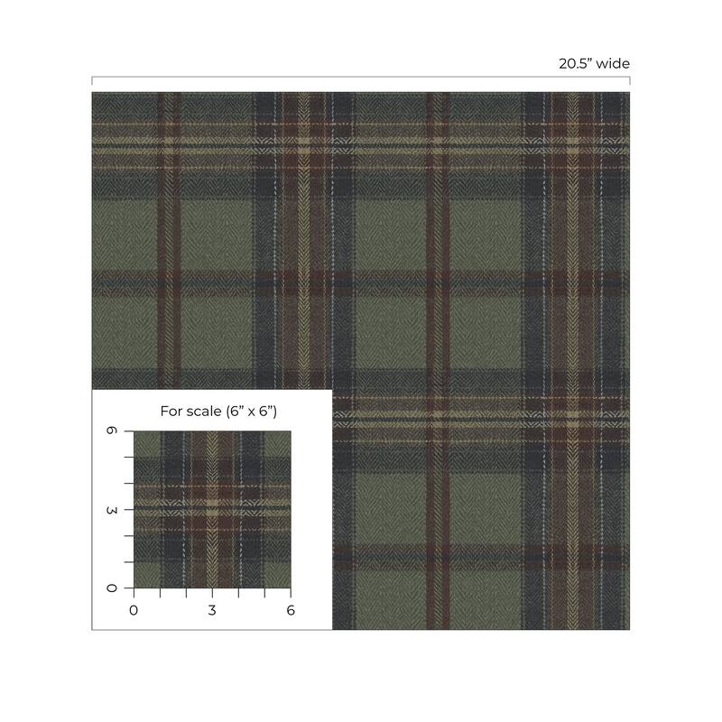 Harry & Grace Herringbone Plaid Premium Matte Non-Woven Peel and Stick Wallpaper
