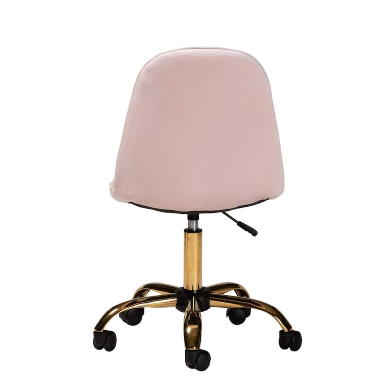 Kabira Contemporary Glam and Luxe Velvet Fabric and Gold Metal Swivel Office chair