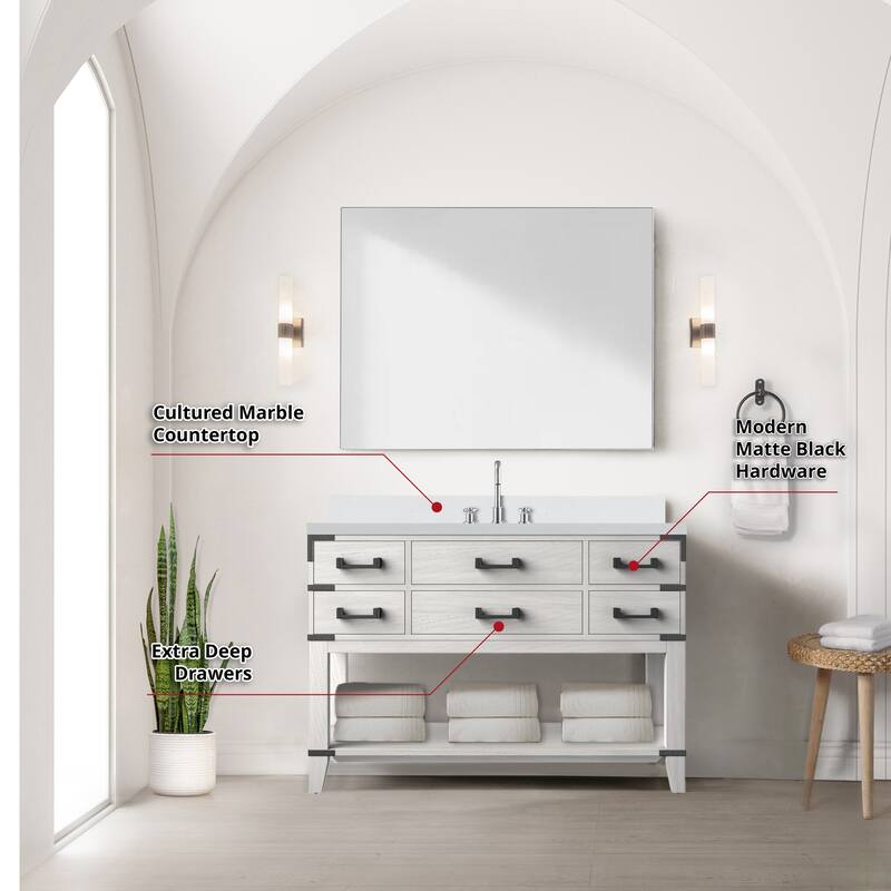 Norwalk Bath Vanity with Cultured Marble Top, Sink, Mirror and Faucet