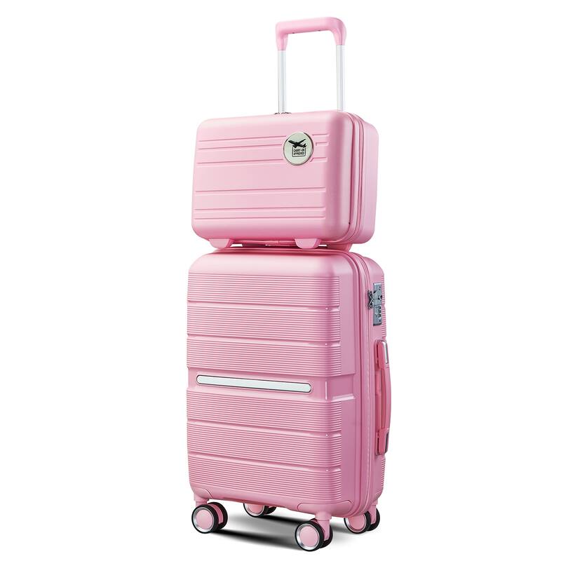 Luggage 4 Piece Sets, Expandable Carry On Luggage Set Hardshell PP, Suitcase Set with Wheels and Adjustable 3-level Handle