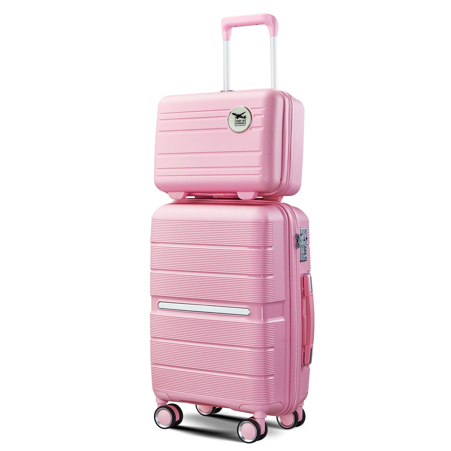 Pink Hardside Lightweight Luggage Suitcase 4 Piece Set Expandable