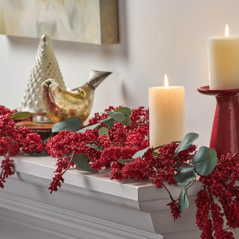Nolta 5' Eucalyptus Artificial Garland with Berries by Christopher Knight Home - Red + Green