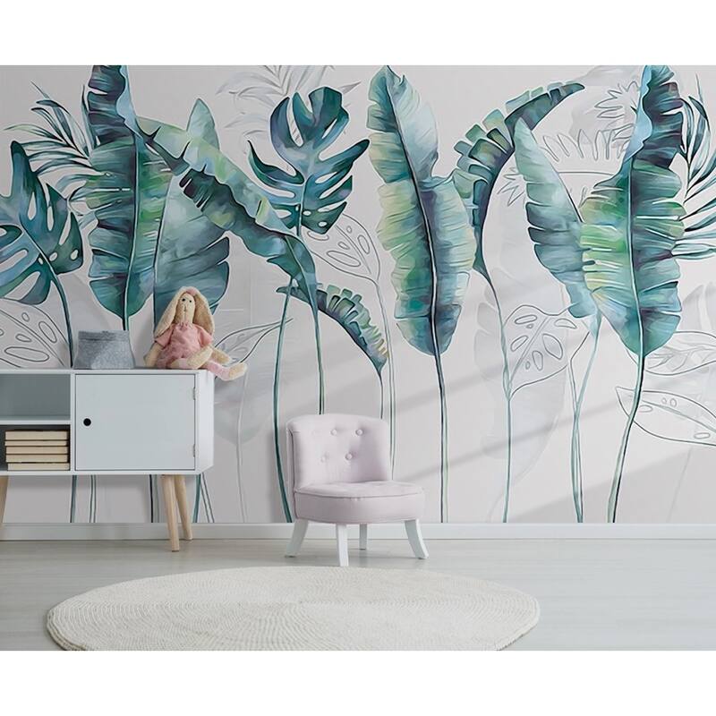 GK Wall Design Monochrome Banana Leaves Tropical Removable Wallpaper