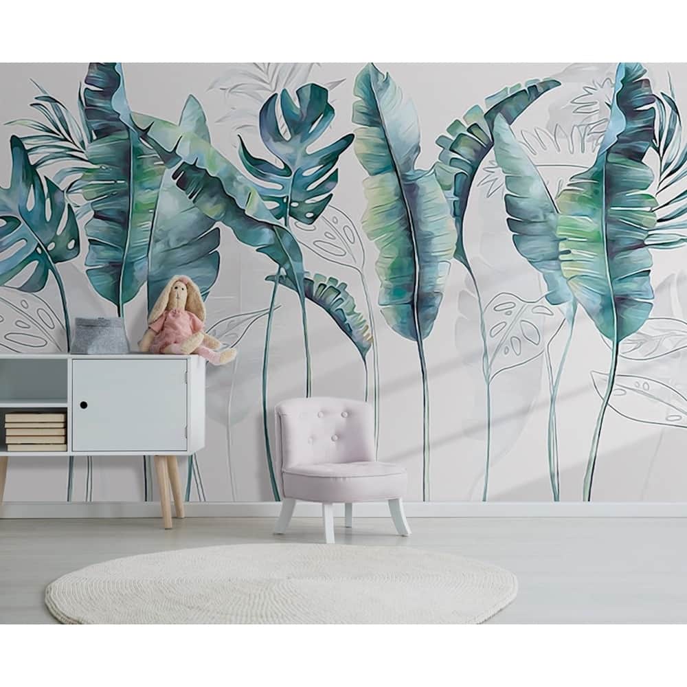 GK Wall Design Monochrome Banana Leaves Tropical Removable Wallpaper