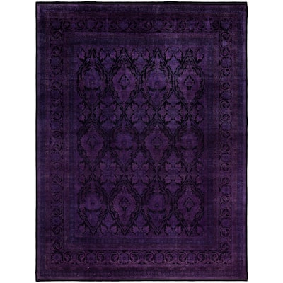 Overdyed One-of-a-Kind Hand-Knotted Area Rug - Purple - 9' 3" x 12' 1"