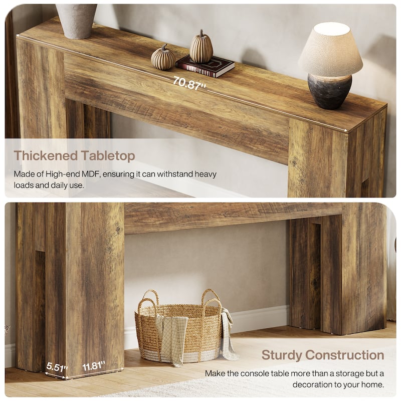 71-Inch Console Table for Entryway, Farmhouse Sofa Table Behind Couch, Wood Entrance Accent Table