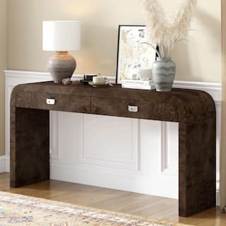 Modern Entryway Table with Burl Wood Veneer