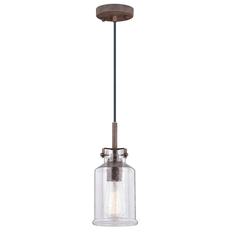 Carbon Loft Visage Mini Pendant in Textured Rustic Bronze - 5-in W x 12-in H x 5-in D