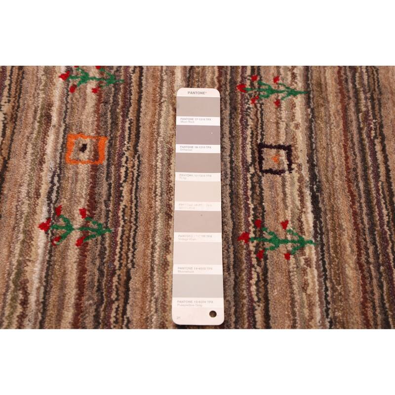 ECARPETGALLERY Hand Loomed Kashkuli Gabbeh Taupe Wool Rug - 4'11 x 7'10