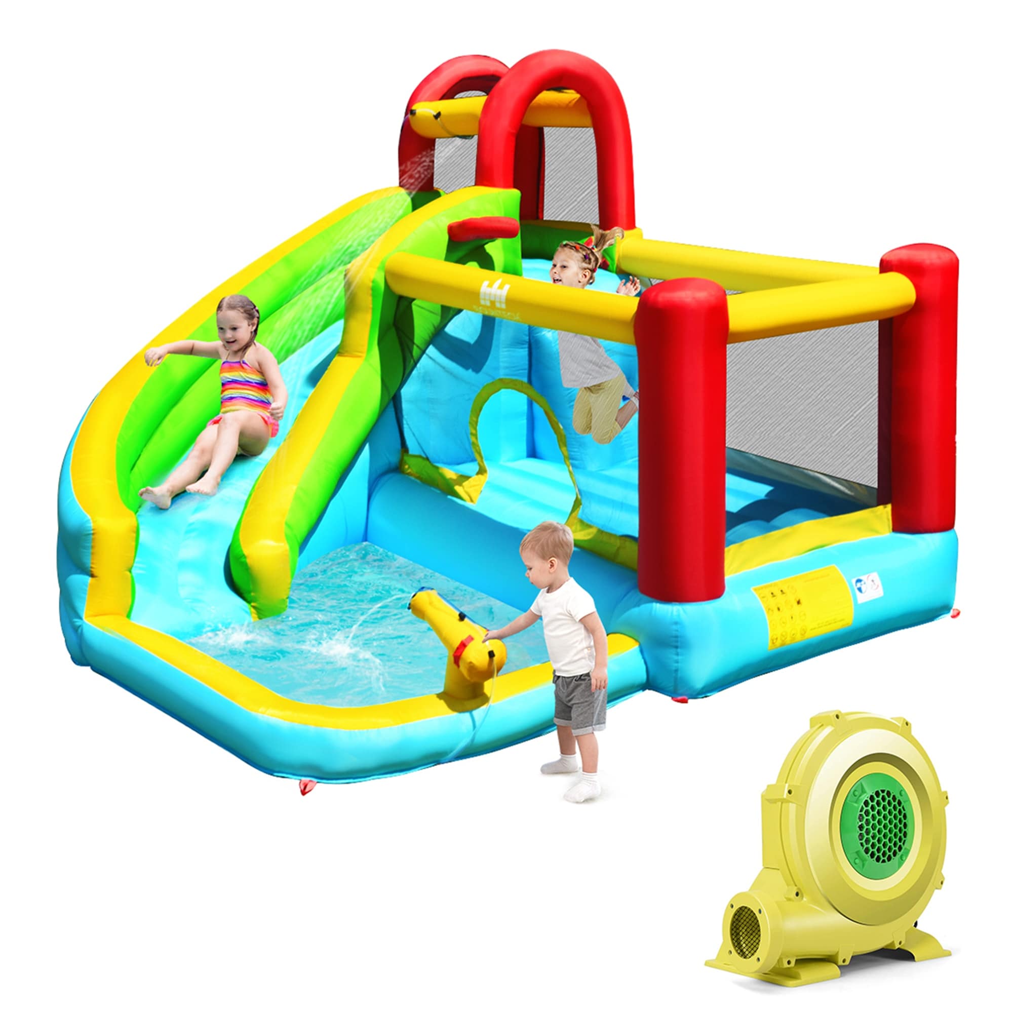 Gymax Inflatable Kids Water Slide Jumper Bounce House Splash Water - See Details