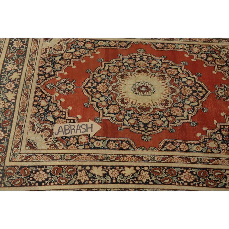 Hand Knotted Oriental 100% Wool Carpet Traditional Medallion Oranges & Rust Tabriz Area Rug - 5' 8'' X 3' 11''