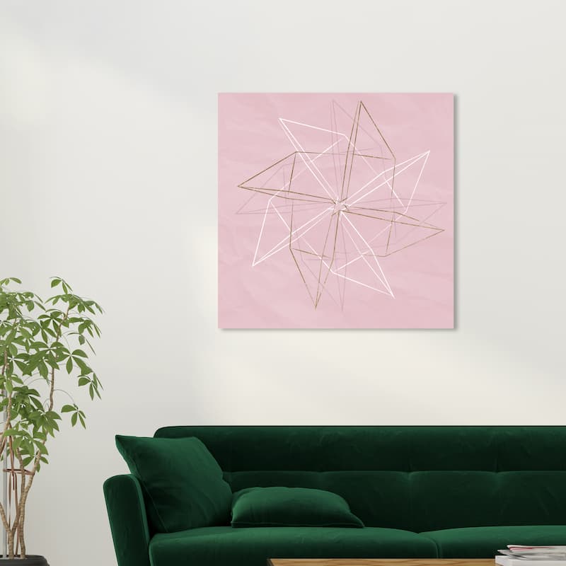 Wynwood Studio Canvas Abstract Origami Moulin Pink Pink and Pastel Pink Modern & Contemporary Wall Art Canvas Print - 30 x 30