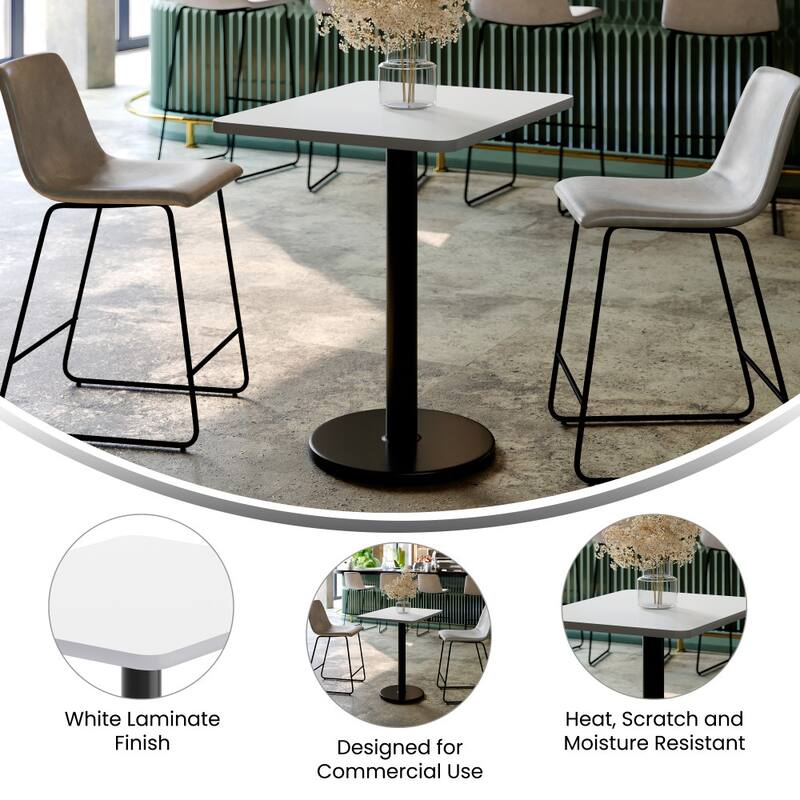 24'' x 30'' Rectangular Laminate Table Top with 18'' Round Table Height Base - 24"W x 30"D x 31.125"H
