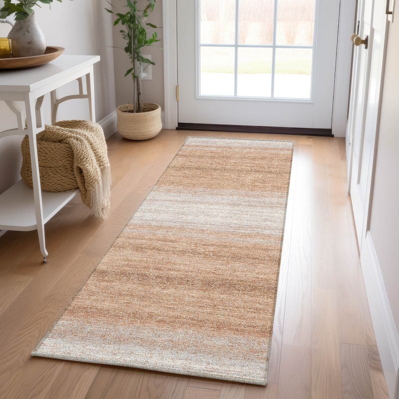 Machine Washable Indoor/ Outdoor Ombre Stripe Chantille Rug - Copper - 2'3" x 7'6"