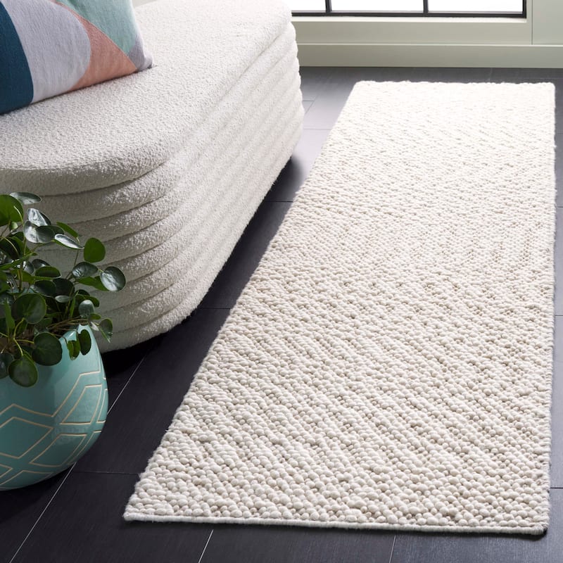 SAFAVIEH Handmade Natura Simonette Textured Wool Rug - 2' x 10' Runner - Ivory