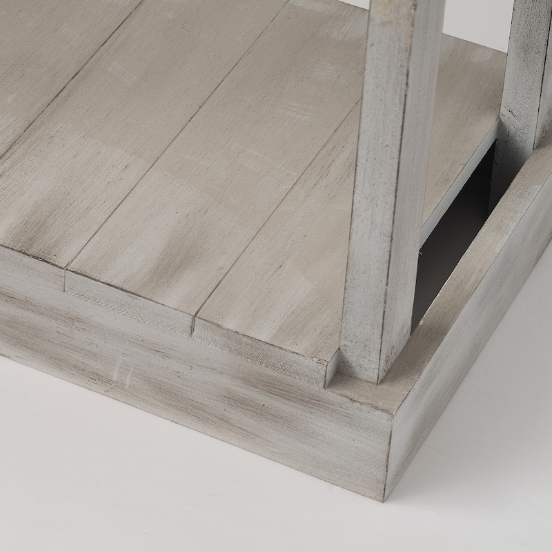 Modern Classic Blue/Grey Square Wooden Light End Table, Side Table