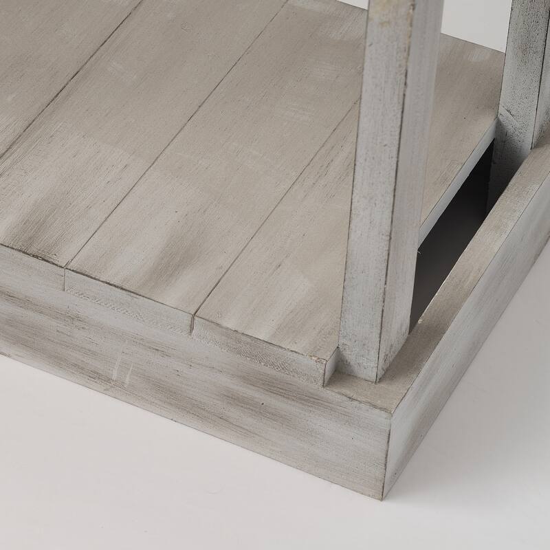 Vintage Wood Distressed White Sofa Bed Side Table End Table