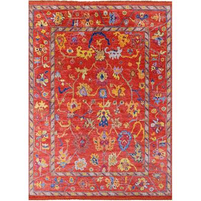 Golden Nile Orange Turkish Oushak Hand Knotted Wool Rug - 10' 3" X 13' 4"