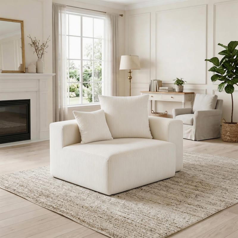 51"W Oversized Modular No Assembly Corduroy Accent Corner Chair