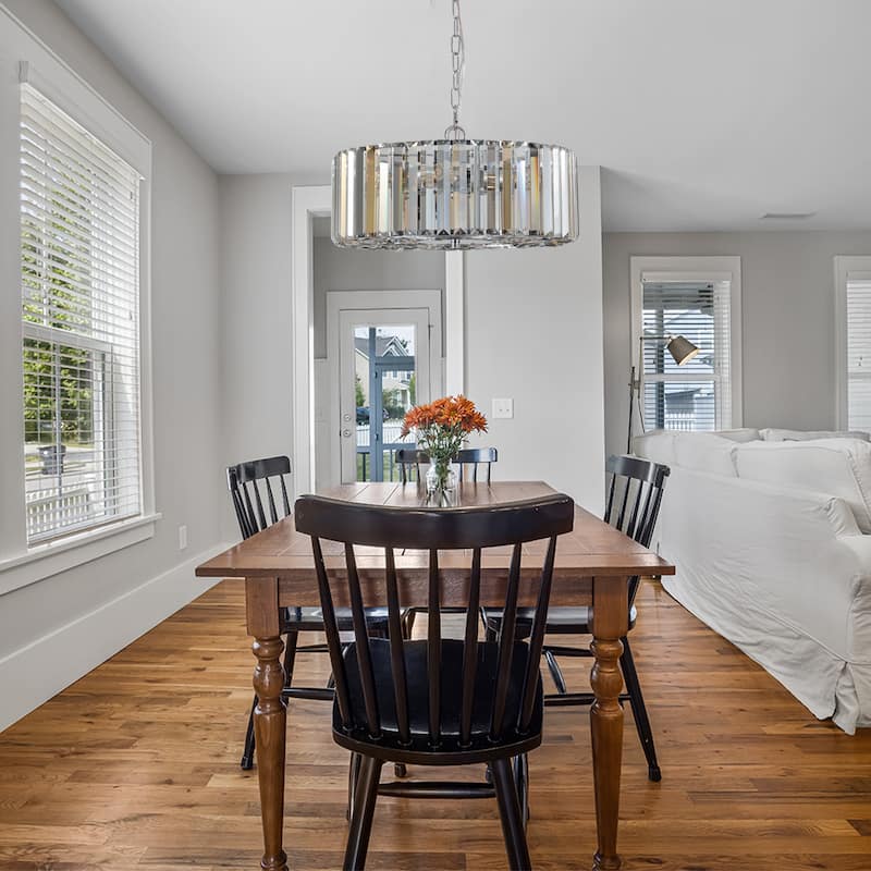 17" Chrome Crystal Pendant Chandelier, Modern Hanging Light Fixture with Adjustable Height, 4-Light E26 Base
