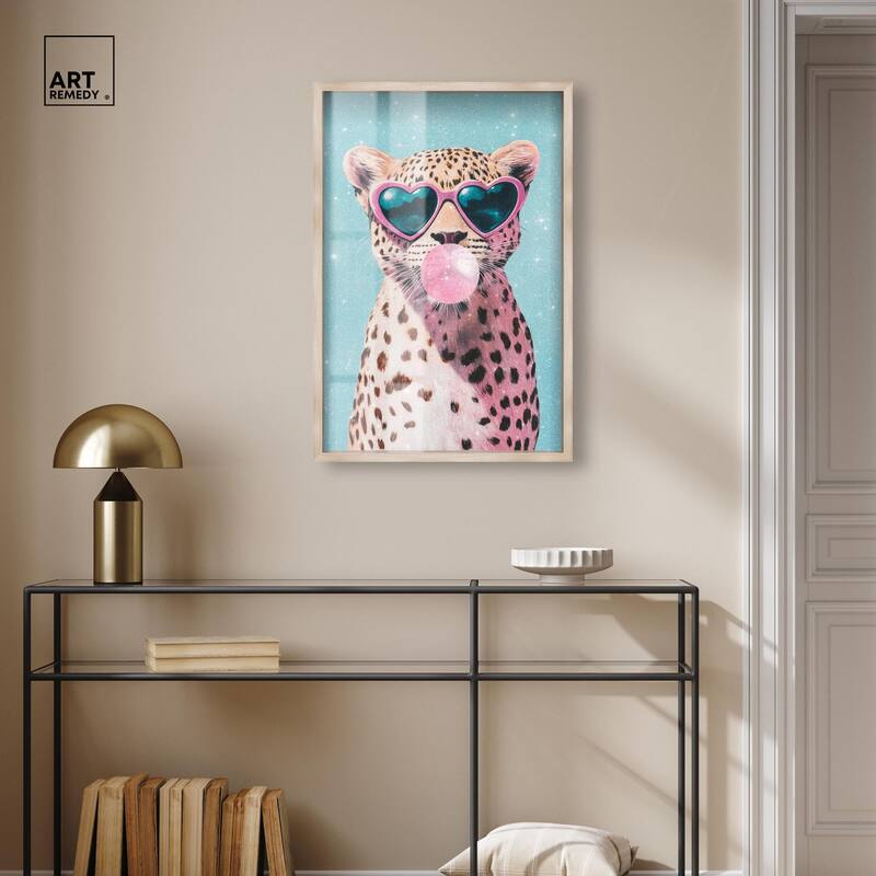 Pastel Cheetah Bubblegum Shadowbox by Art Remedy