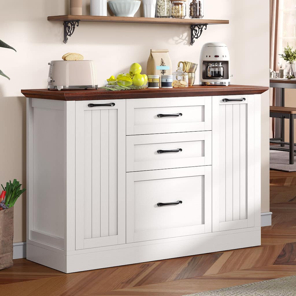 Moasis 47" Farmhouse Sideboard Buffet Cabinet with Storage and 5 Drawers