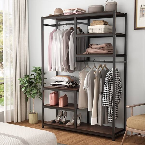 Shop Free Standing Closet Organizer Double Hanging Rod Clothes