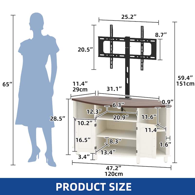 Moasis Farmhouse Corner TV Stand and Entertainment Center with Mount for Living Room