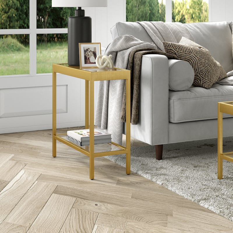 Alexis 24'' Wide Rectangular Side Table - Brass