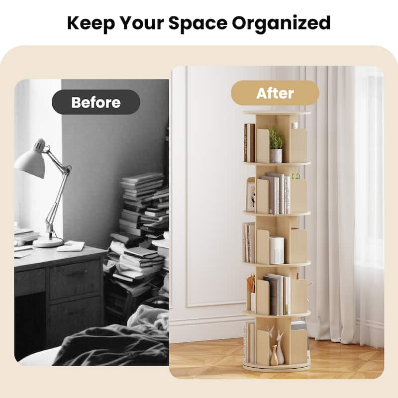 Costway 1/2 PCS 5-Tier Rotating Bookshelf 360° Display Rack with - See Details