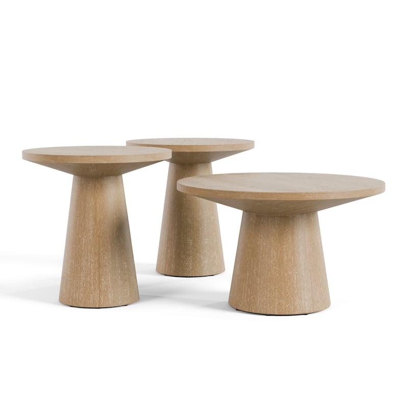 Furniture of America Vitten Contemporary Oak Rubberwood 3-Piece Coffee Table Set