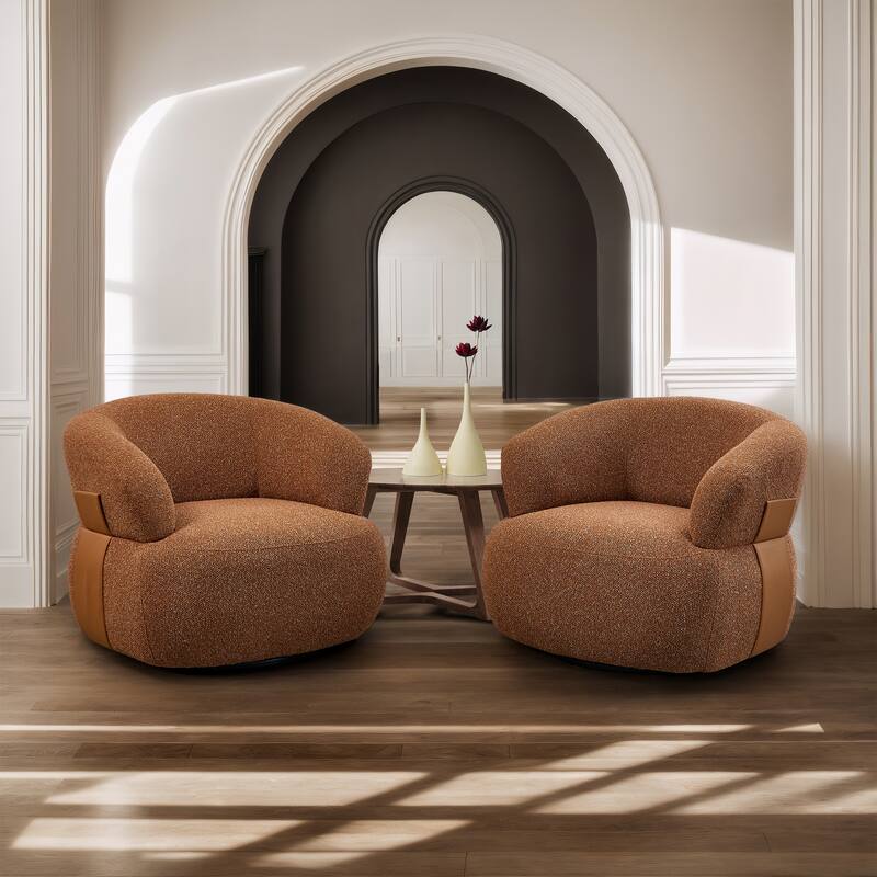 Kieon 33"W 360 Swivel Modern Barrel Chair Accent Chair Set of 2