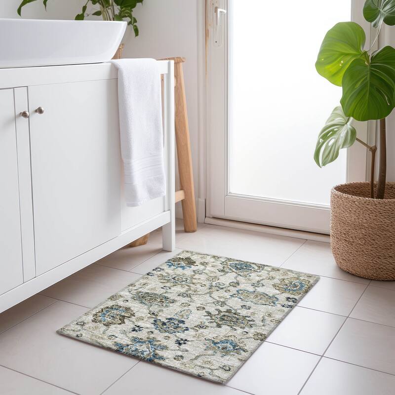 Premium Washable Super Soft Traditional Kashan Mayfield Rug - Blue - 1' 8" x 2' 6" - Rectangle