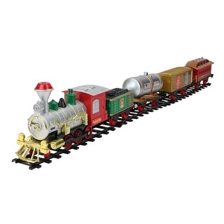 17-piece B O Lighted & Animated Christmas Express Train Set With Sound 