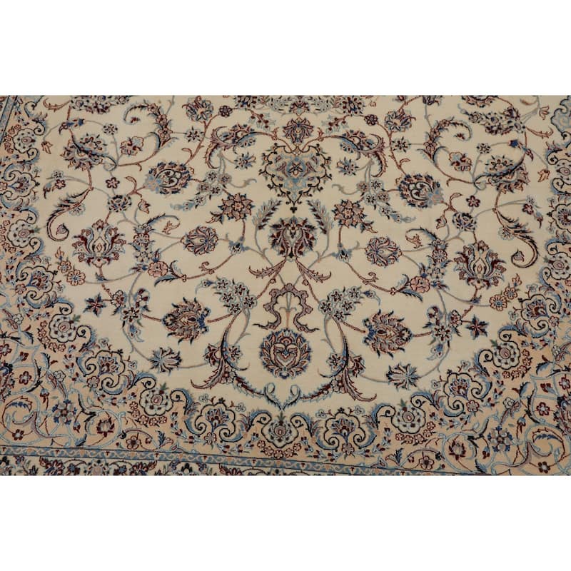 7x10 Hand Knotted Wool Ivory Nain Traditional Rug - 7' x 10'