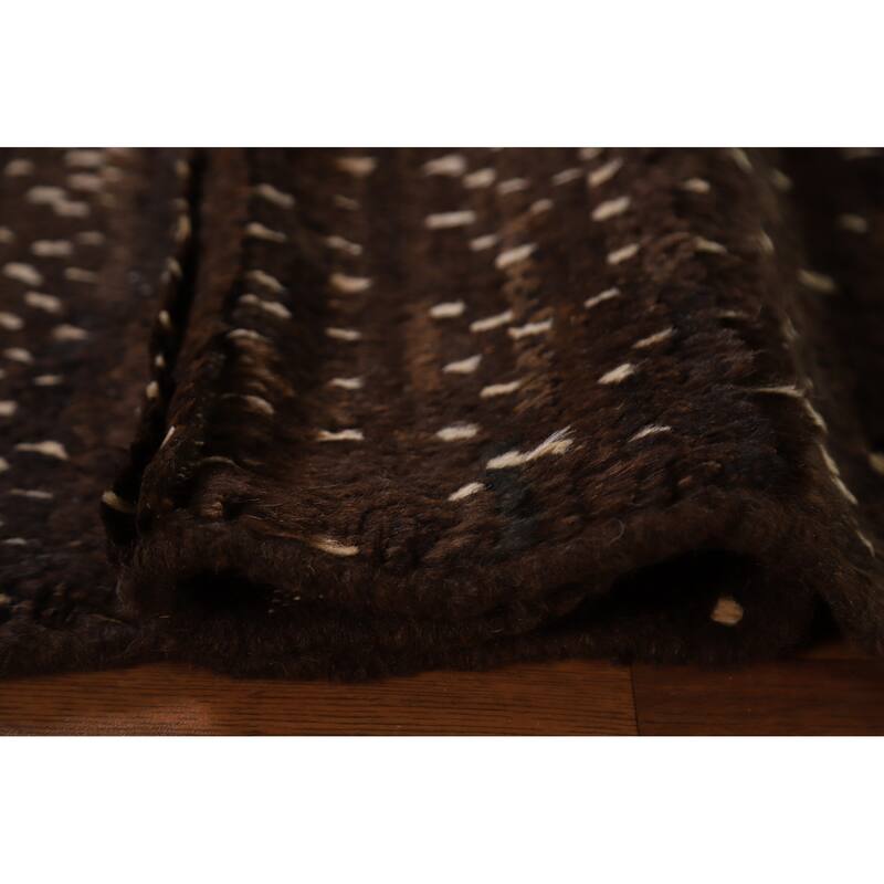 Hand Knotted Oriental 100% Wool Carpet Tribal Tribal Brown Moroccan Area Rug - 7' 11'' X 5' 8''