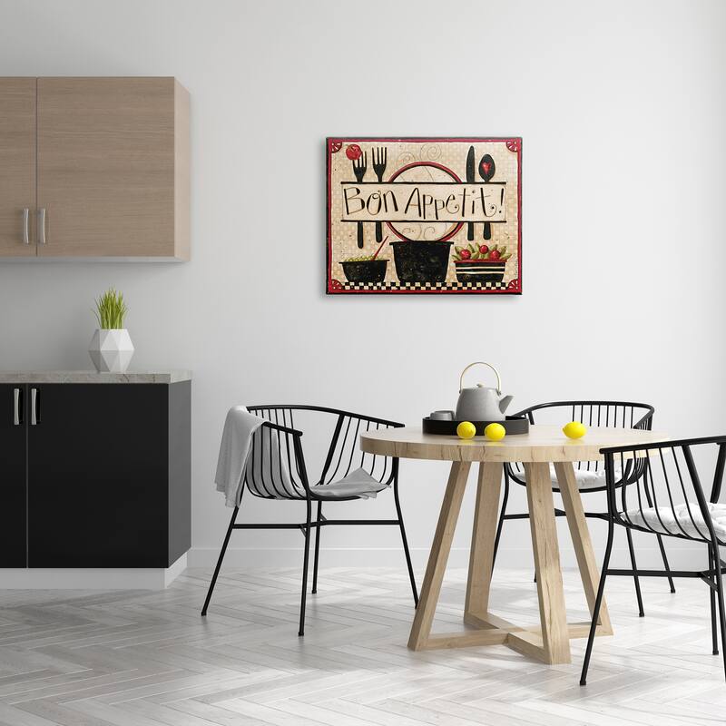 Stupell Bon Appetit Phrase Vintage Kitchen Cooking Charm Canvas Wall Art