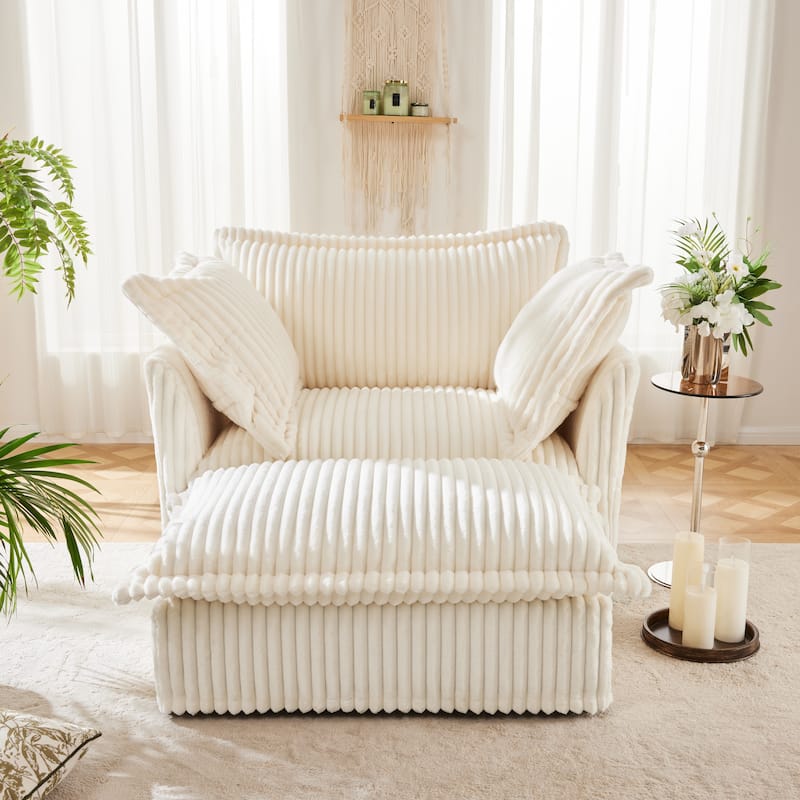 Oversized Accent Chair with Ottoman, Modern Cloud Chaise Lounge Chair with Deep Seat, Upholstered Armchair Reading Sofa Chairs