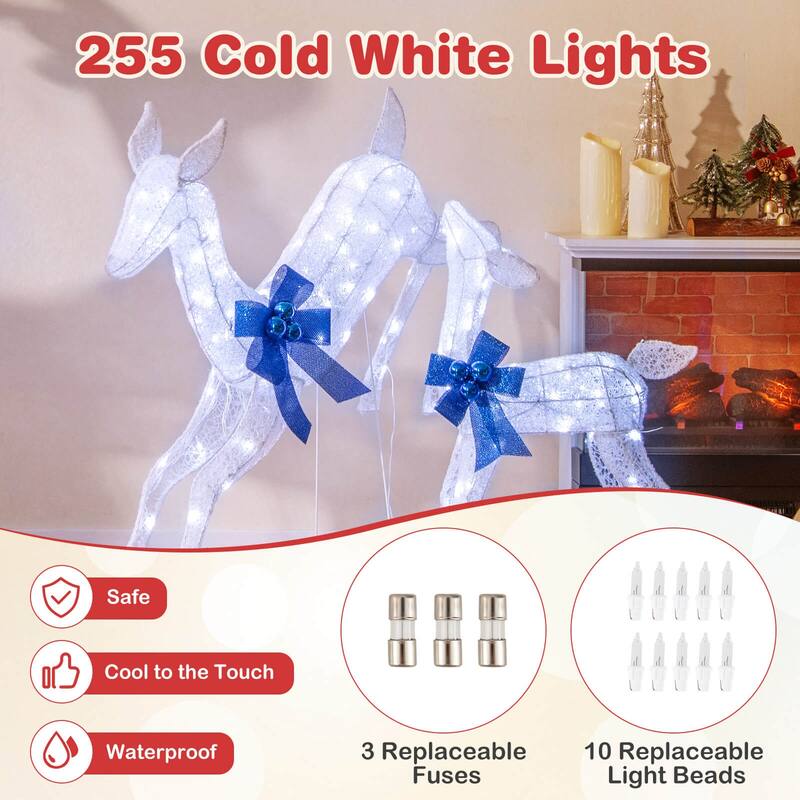 Costway 3 PCS Lighted Christmas Reindeer Family Set Holiday Decoration - See Details