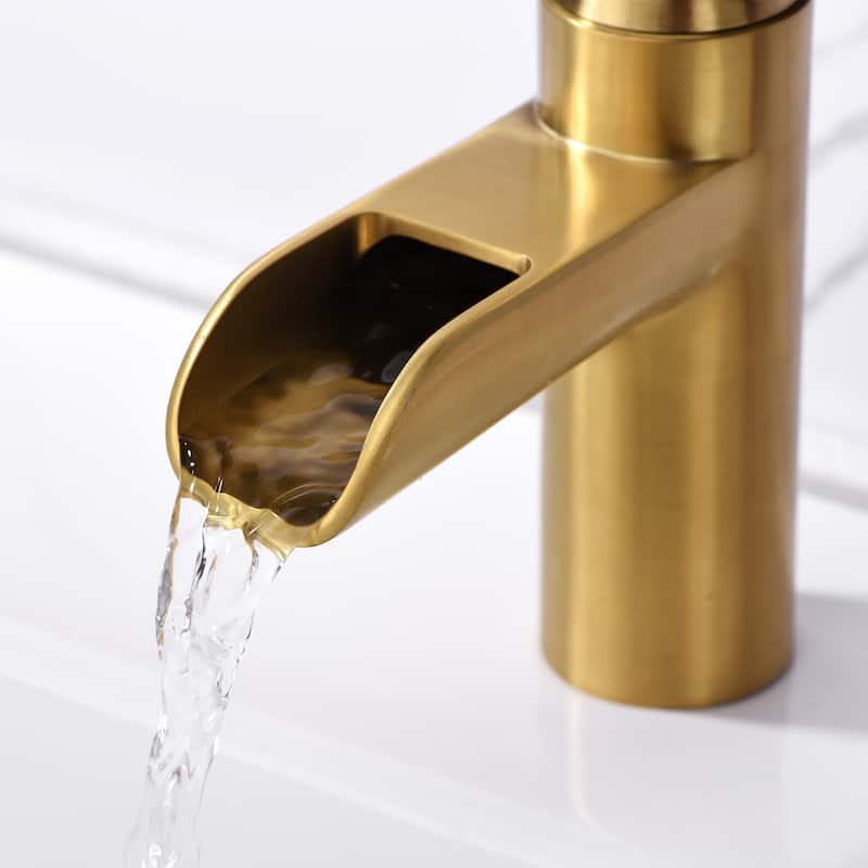Luxier BSH16-S Waterfall Single Handle Single Hole Bathroom Faucet with Drain