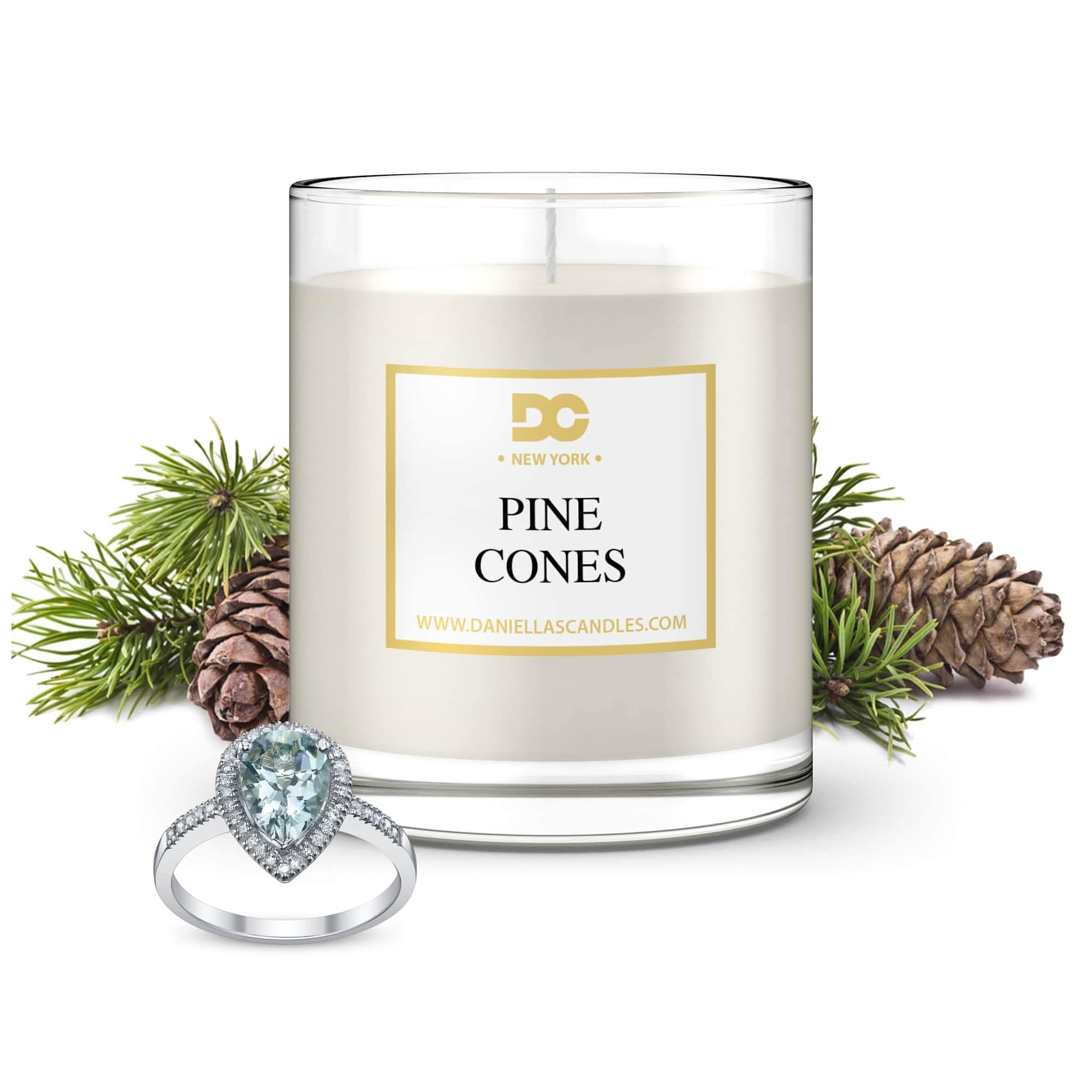 DANIELLA'S CANDLES Pine Cones Scented Jewelry Candle - Ring Size Adjustable