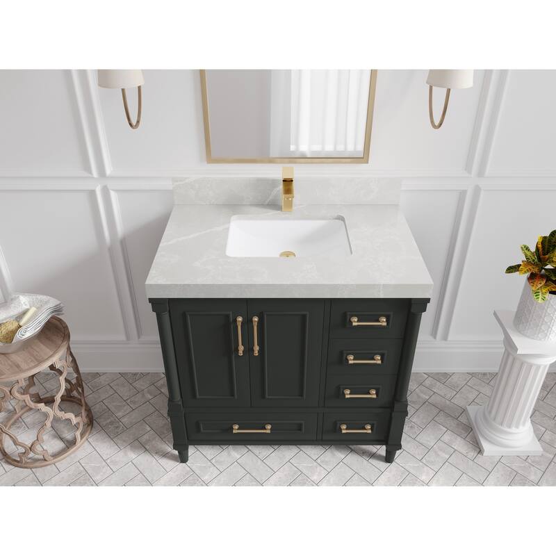 Willow Collections 36 in. W x 22 in. D Aberdeen Center Sink Left Bathroom Vanity with Countertop