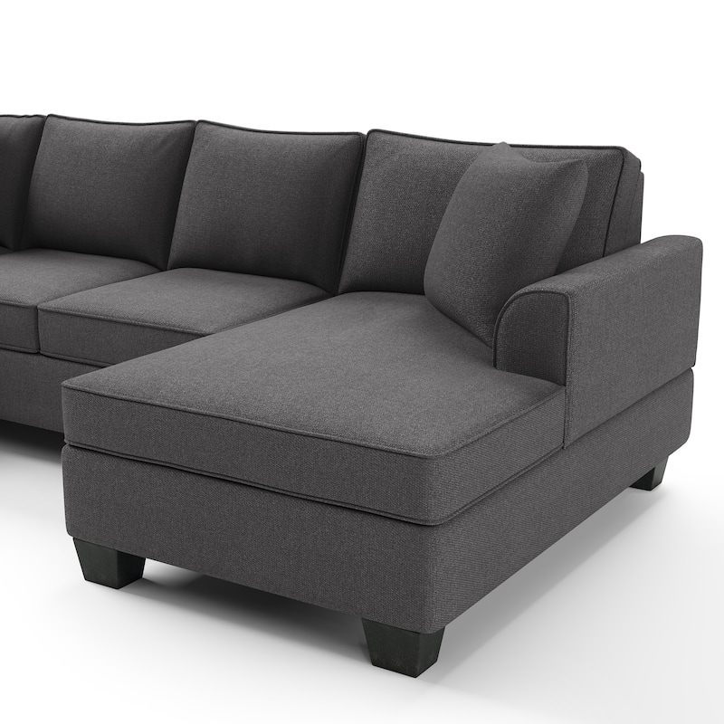 110*86" Sectional Sofa Upholstered Modern English Arm Classic U-shaped Sofa 3 Pillows Included