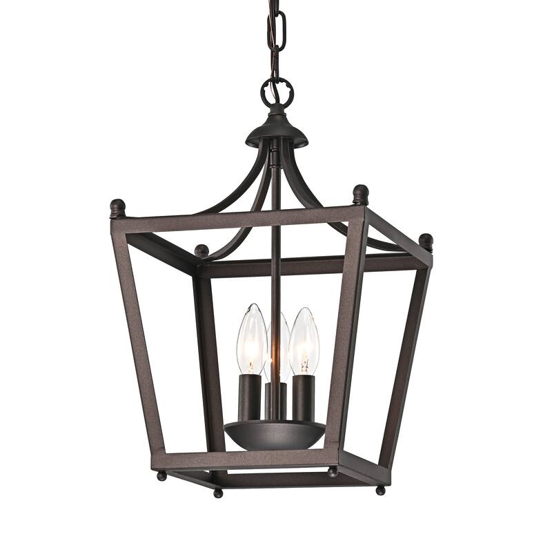 Antique Bronze 3-Light Cage Lantern Pendant