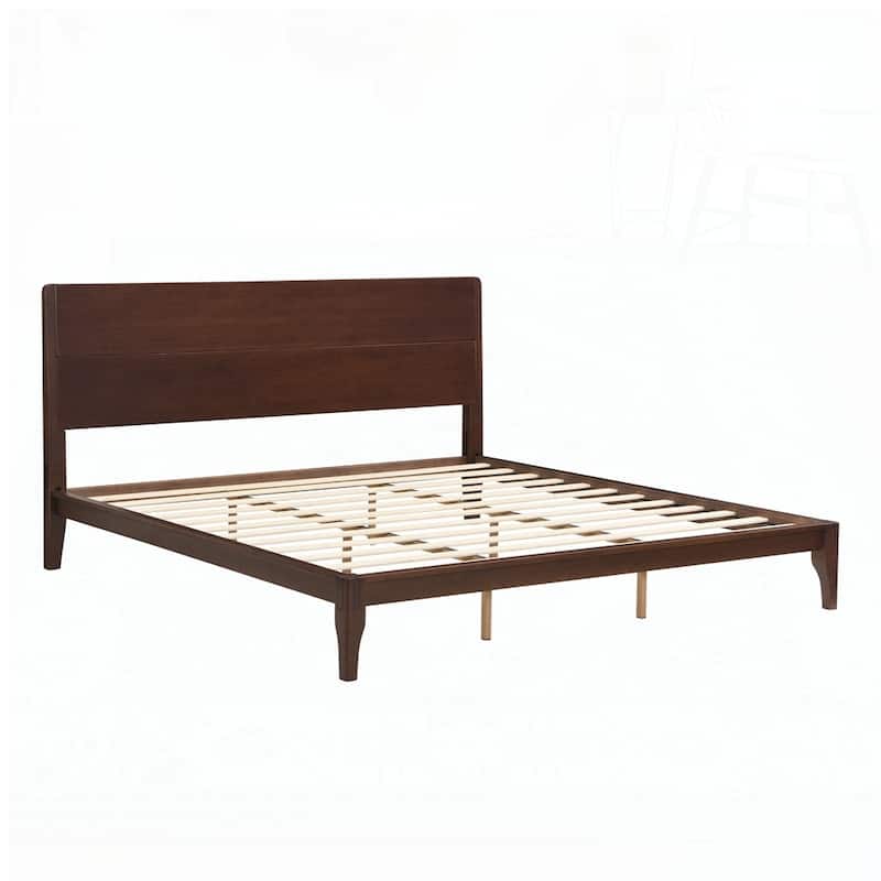 Bamboo Wood Platform Bed with Wood Slat Support
