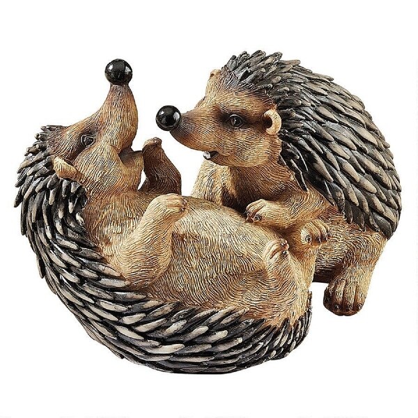 7.5" Playing Hedgehogs Outdoor Garden Statue - N/A