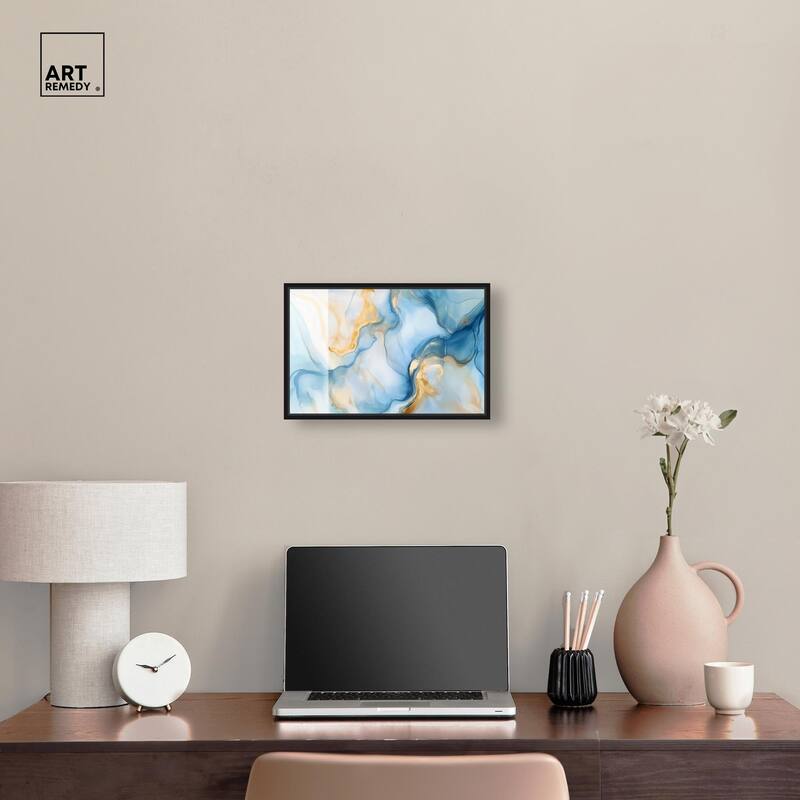 Blue Veined Gold Canvas by Art Remedy