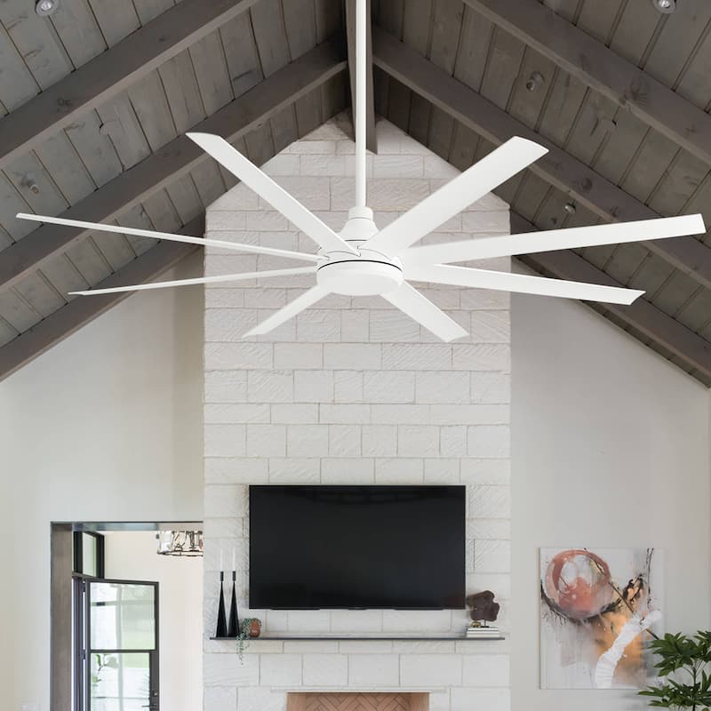 65/72/84-In Black/White Industrial Ceiling Fan with Remote without Light(8-Blade) - 72" - White